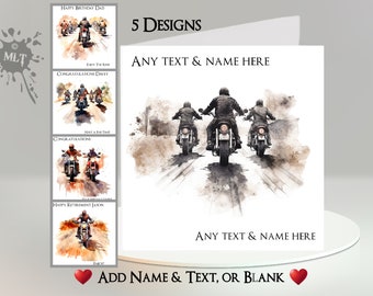 Motorbike Card: Add Your Text + Name ~ Inside Message ~ Personalised, Motorbike, Motorcycle, Bike, Biker, Bikers, Biker Gang, Ride Out