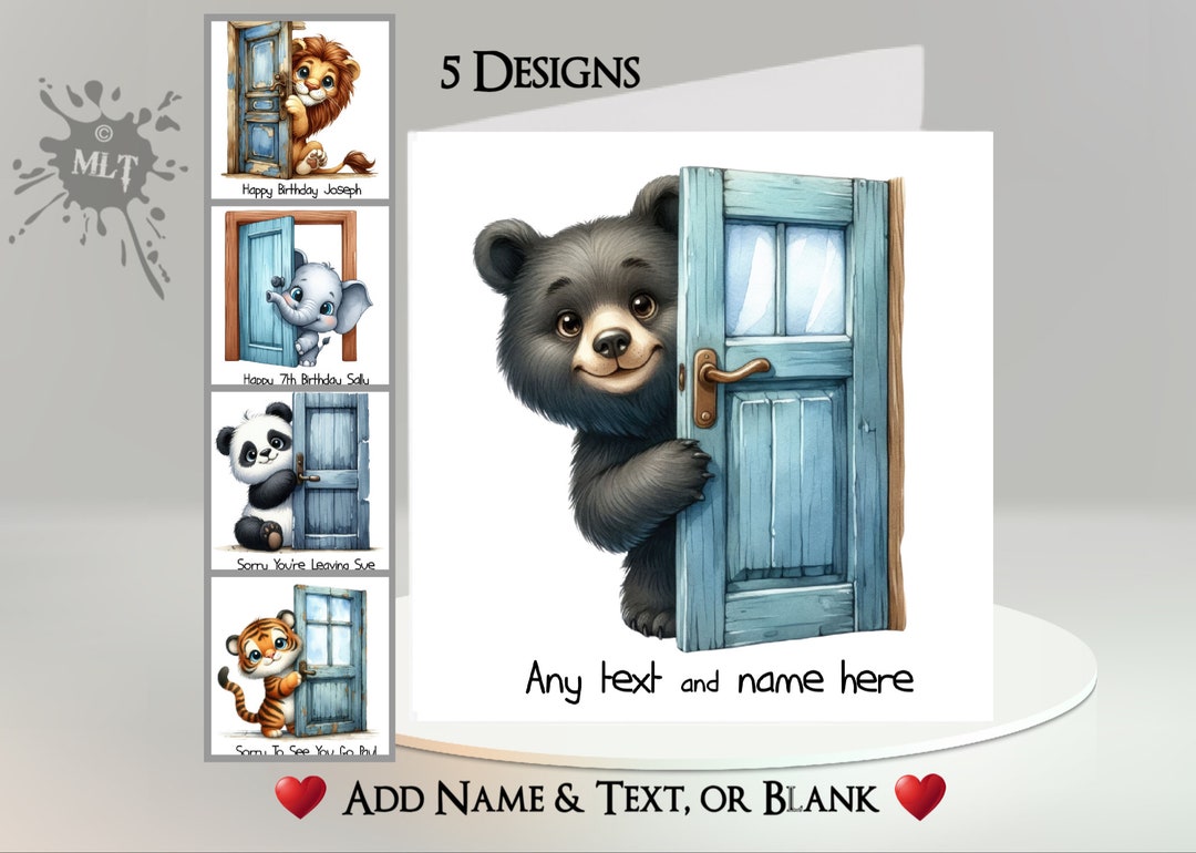 Peeking Animal Card: Add Your Text + Name ~ 5 Designs to Choose From ...