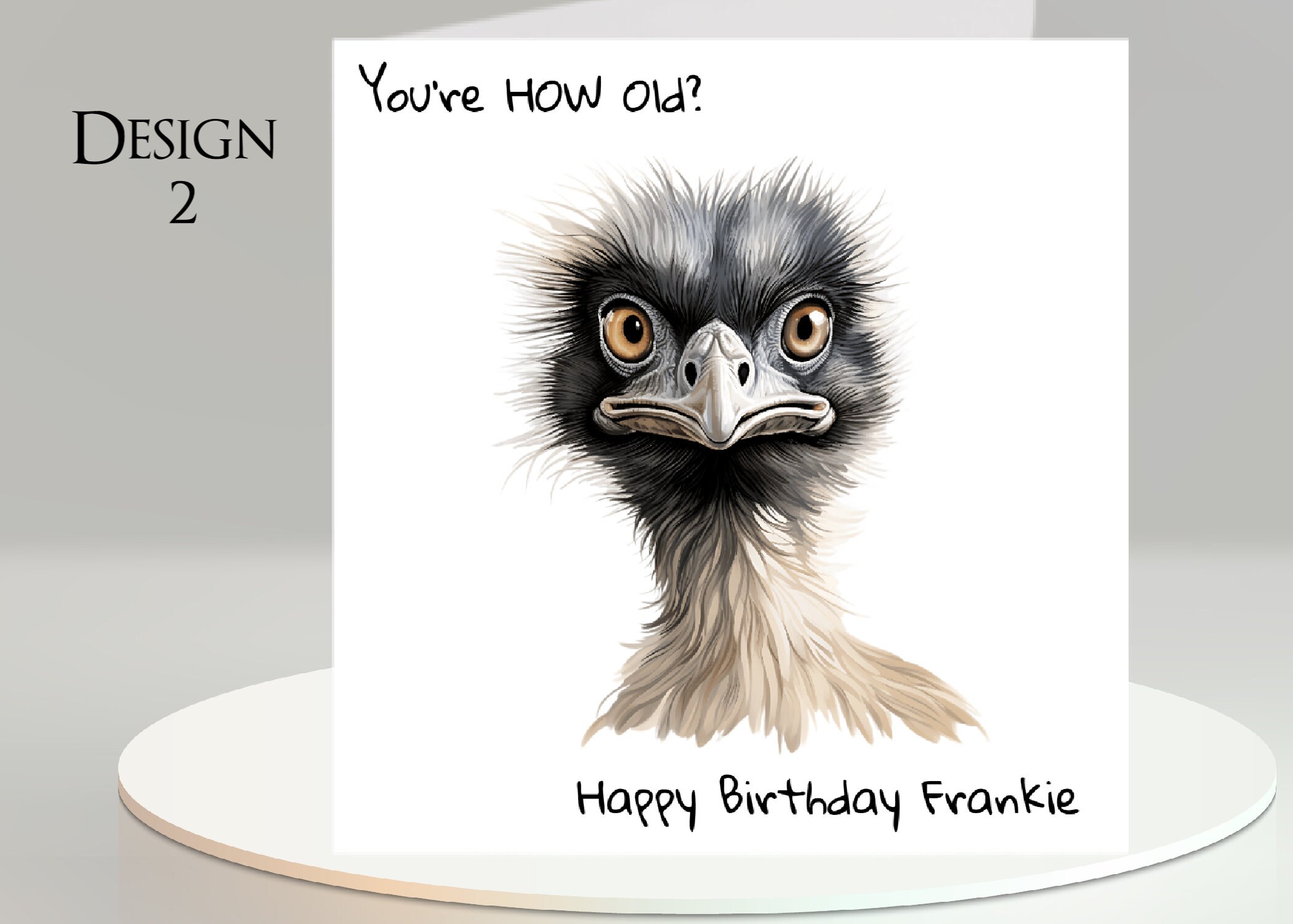 Emu Card: Add Your Text + Name, Inside Message, or Blank. 5