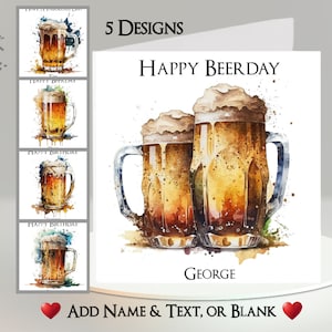 Tarjeta de cerveza: agregue su texto + nombre ~ Mensaje interior ~ Cerveza, cerveza rubia, cerveza inglesa, alcohol, bebida, pinta, tarjeta para él, tarjeta para ella, divertida, humorística