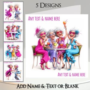 Carte Besties : ajoutez votre nom + texte, message à l'intérieur, 5 modèles. Meilleures amies, Sœurs, Fille excentrique, Cocktail, Boisson, Alcool, Glamour