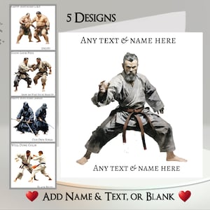 Vechtsportkaart: tekst + naam toevoegen ~ bericht binnenin ~ gepersonaliseerd, judo, karate, kungfu, tai chi, jiu-jitsu, taekwondo, ninja, sport