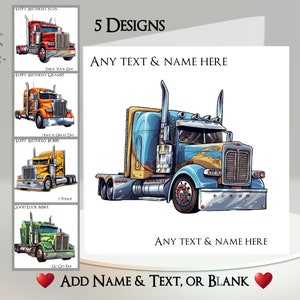 Tarjeta de camionero: agregue su texto + nombre ~ Mensaje interior ~ Personalizada, camionero, transportista, camiones, camión, vehículo pesado, conductor de camión, viaje, trayecto, viaje