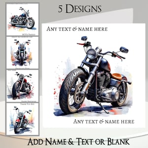 バイクカード：テキスト＋名前、メッセージカード、5種類のデザイン。バイクテスト、バイク、バイク、バイカー、バイカー、スーパーバイク、ライドアウト