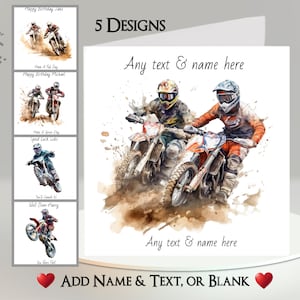 Motocross Karte: Fügen Sie Ihren Text + Namen hinzu ~ Innere Nachricht ~ Personalisiert, Motorrad, Scramble Bike, Trial Bike, mx, Motorrad, Fahrrad, Motocross