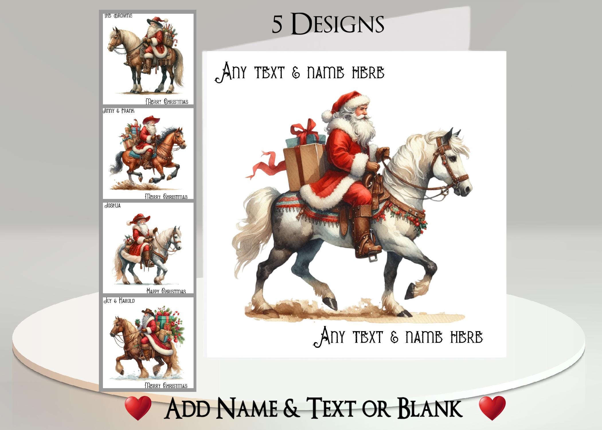 Christmas Card For Daughter - Horse Art Red A5 Greeting Card With Envelope