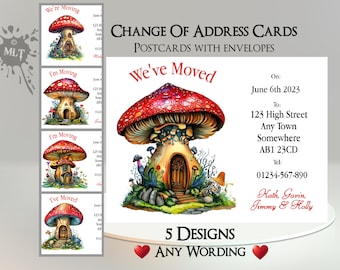 Carte postale de changement d'adresse avec enveloppes : déménagement, nouvelle adresse, nouvelle maison, déménagement, nouvelle maison, changement d'adresse, carte postale