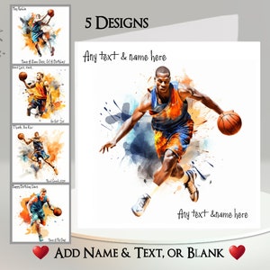 Tarjeta de baloncesto: agregue su texto + nombre ~ Mensaje interior ~ Personalizado, Juego de baloncesto, Jugador de baloncesto, Mate, Aro, Tiro con salto, Deporte