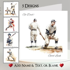 Carta da baseball: aggiungi il tuo testo + nome ~ Messaggio interno ~ Baseball, lanciatore, battitore, ricevitore, battitore, corridore, corridori, palla curva, sport