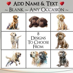 Tarjeta de Labrador: agregue su texto + nombre ~ Mensaje interior ~ Cualquier ocasión o en blanco ~ Labrador, Labrador, Canino, Retrato de perro, Mascota, Perro