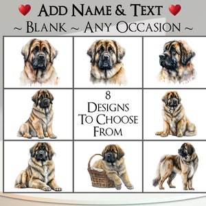 Leonberger-kaart: voeg je tekst + naam toe ~ binnenbericht ~ elke gelegenheid of blanco ~ Leonberger hond, hond, portret, huisdier, hond