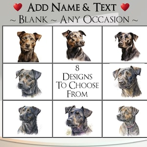 Patterdale Terrier Karte: Fügen Sie Ihren Text + Name hinzu ~ Innere Nachricht ~ Jede Gelegenheit oder leer ~ Patterdale, Terrier, Patt, Hundeporträt, Rattenfänger