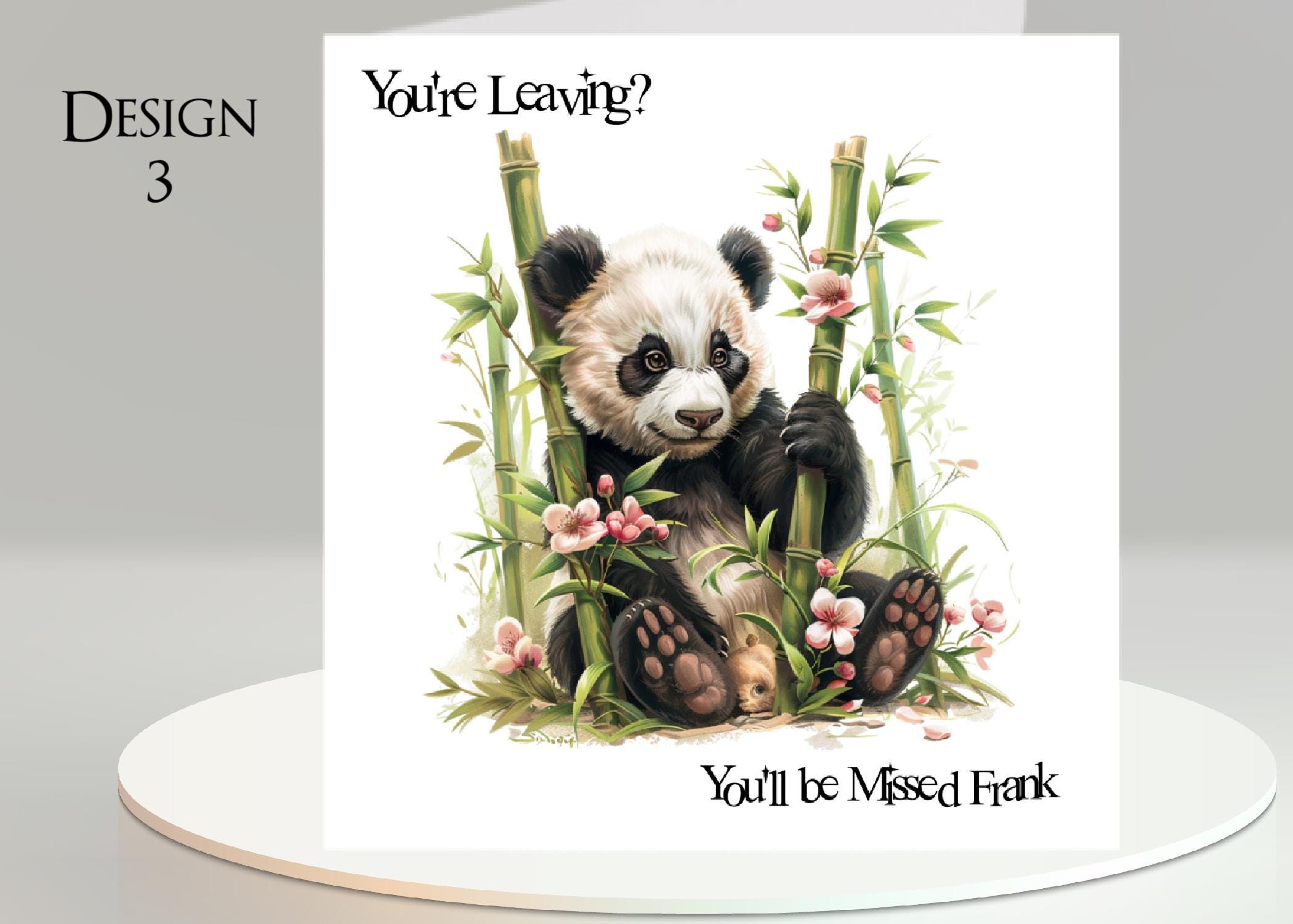 Panda Card: Add Your Text + Name, Inside Message, 5 Designs to