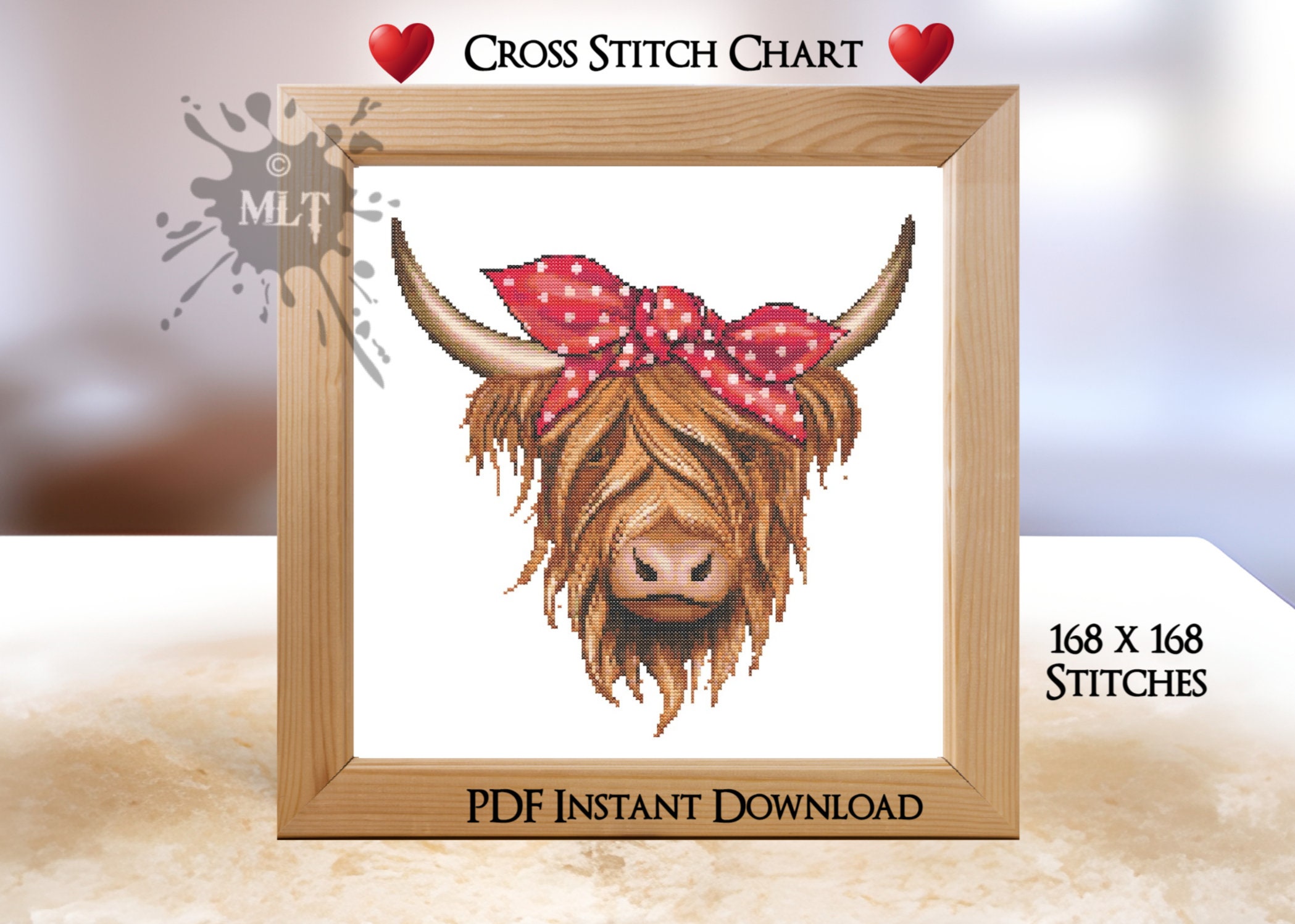 Highland Cow Counted Cross Stitch Chart Instant PDF Download. Etsy