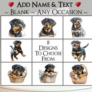 Rottweilerkaart: voeg je tekst en naam toe ~ binnenbericht ~ elke gelegenheid ~ rottweiler, rotti, rotty, hond, hoektand, hondenportret