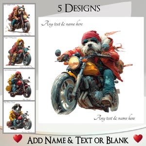 Carte motard pour chien : ajoutez votre texte et votre nom, message à l'intérieur, 5 motifs ~ Chien à moto, vélo, moto, motard, test de vélo, balade à vélo, cavalier