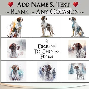 Carte de pointeur : ajoutez votre texte et votre nom ~ message à l'intérieur ~ toute occasion ~ braque à poil court, chien, canidé, portrait de chien, chien de chasse, chasseur