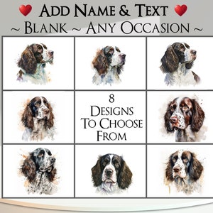 Spaniëlkaart: tekst en naam toevoegen ~ binnenbericht ~ elke gelegenheid ~ springerspaniël, hond, huisdier, hond, portret, Engelse springer