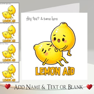 Grappige fruitkaart: gepersonaliseerd ~ tekst + naam toevoegen ~ binnenbericht ~ limonade, citroen, citroenen, EHBO, ziek, woordspeling, humoristisch