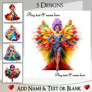 Drag Queen Card: Aggiungi il tuo testo e nome, messaggio interno, 5 design ~ Drag Queen, Drag, Trans, LGBTQ, Gay Pride, Drag Show, Show, Performance