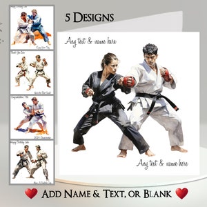 Carta di arti marziali: aggiungi il tuo testo + nome ~ Messaggio interno ~ Personalizzato, Judo, Karate, Kung Fu, Tai Chi, Jiu-Jitsu, Taekwondo, Sport