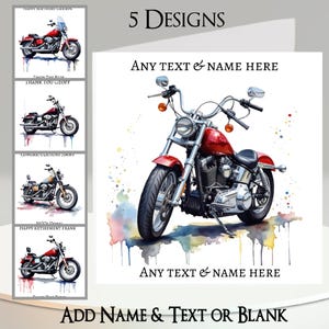 バイクカード：テキスト＋名前、メッセージカード、5種類のデザイン。バイクテスト、バイク、バイク、バイカー、バイカー、スーパーバイク、ライドアウト