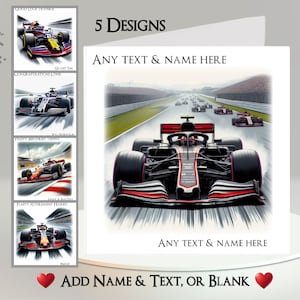 Autokaart: tekst + naam toevoegen ~ bericht binnenin ~ gepersonaliseerd, sportwagen, autorace, motorracen, motorsport, racewagen