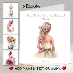 Bruidsmeisjeskaart: naam en datum toevoegen ~ bericht binnen ~ Be My Bridesmaid, Thank You, Wedding Day, Wedding, Best Friend, Sister, Flowers Girl