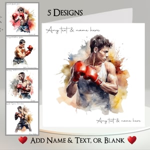 Boxen Karte: Fügen Sie Ihren Text + Namen ~ Innere Nachricht ~ Personalisiert, Boxer, Boxkampf, Boxhandschuhe, Boxring, Kampf, Punsch, Jab, Sport
