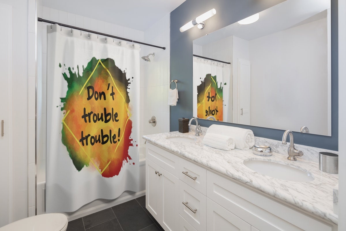 Don't Trouble Trouble Jamaican Shower Curtain Jamaican Etsy
