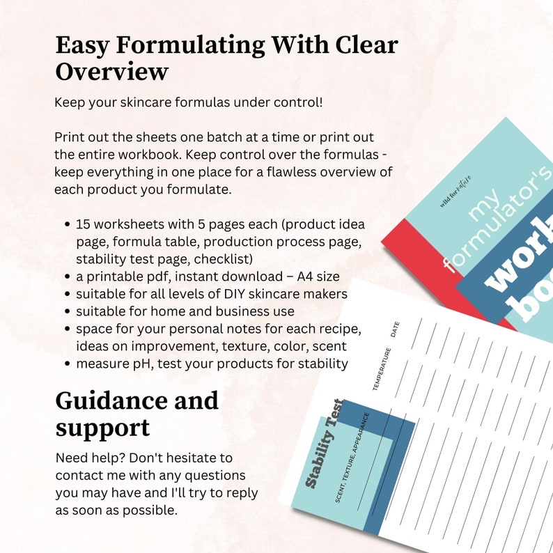 Skincare Formula Workbook / Printable Recipe Book / Notebook for DIY ...