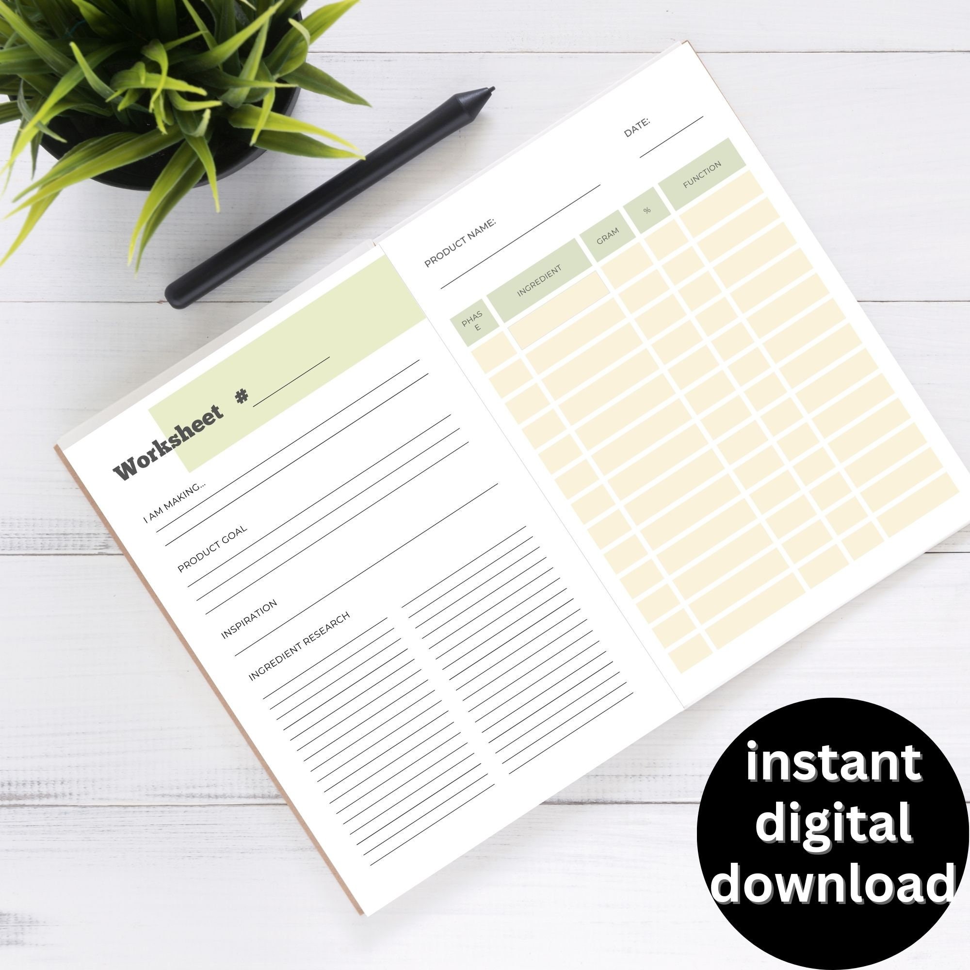 Skincare Formula Workbook / Printable Recipe Book / Notebook for DIY ...