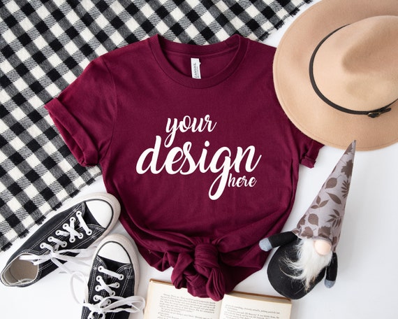 3001 Bella Canvas Maroon Shirt Mockup Burgundy Tshirt Mock up - Etsy
