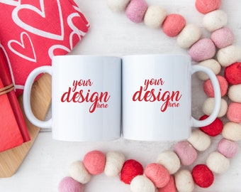 Valentine's Day Mug MockUp Coffee Cup Mock up Love Heart Mock Up Valentines Couples Coffee Cup Mockup Sublimation JPG Digital Download