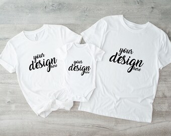 Valentine's Day White Shirt Mockup Family Tshirt Mock Up Styled Baby Onesie Tee Mockup My First Valentine SVG JPG Digital Download
