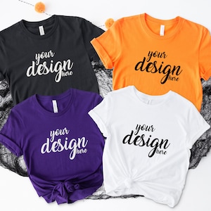 Orange Purple Shirt Mockup Fall Tshirt Mock Up Autumn Styled Stock Photo Tee Halloween Pumpkin Thanksgiving Mockup JPG Digital Download