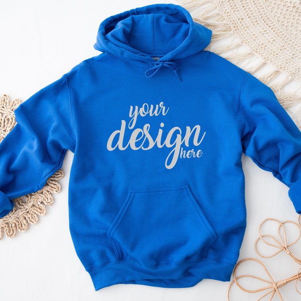 True Royal Blue Hoodie Mockup Gildan 18500 Mockup Gildan Hooded Sweatshirt Mockup Mockup Stock Photography SVG Mockup JPG Digital Download