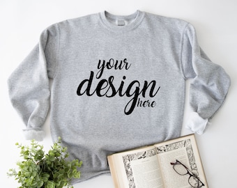 Sport Grey Sweater Mockup Gildan 18000 Mockup Gildan Boho Sweatshirt Mockup Flatlay Mockup Stock Photography SVG Mockup JPG Digital Download