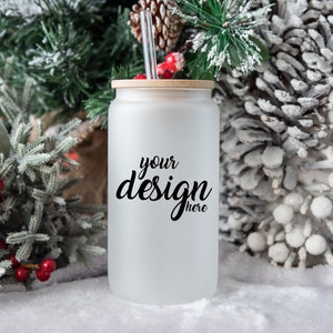 Frosted Libbey Glass Mockup Beer Can Glass Mockup Styled Stock Photo Birthday Party Glass Mockup Christmas SVG Mock Up JPG Digital Download