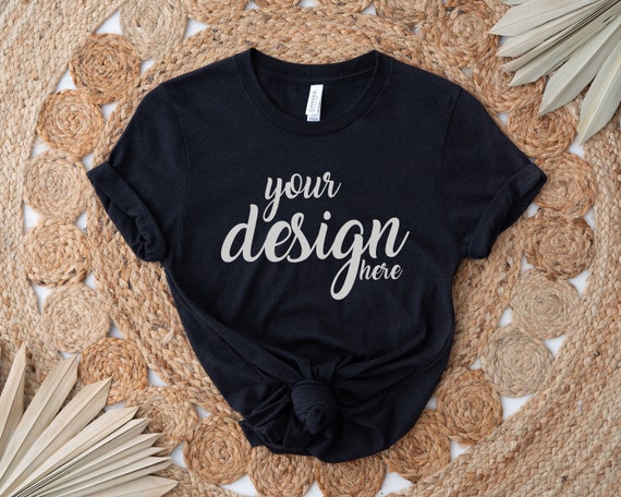 Black Bella Canvas Shirt Mockup 3001 Tshirt Mock Up Boho Shirt Mockup Stock Photo Tee Mockup SVG Mockup Sublimation JPG Digital Download
