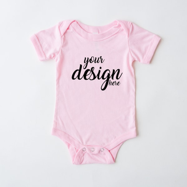 Pink Bella Canvas Baby Onesie Mockups Vest Mock-up Baby Bodysuit Mockup Babygrow Mockup 100B JPG Digital Download