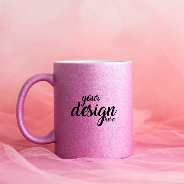 Valentinstag Tasse MockUp Pink Glitzer Kaffeetasse Mock up Love Herz Mock Up Valentinstag Stock Foto Kaffeetasse Mockup JPG Digital Download