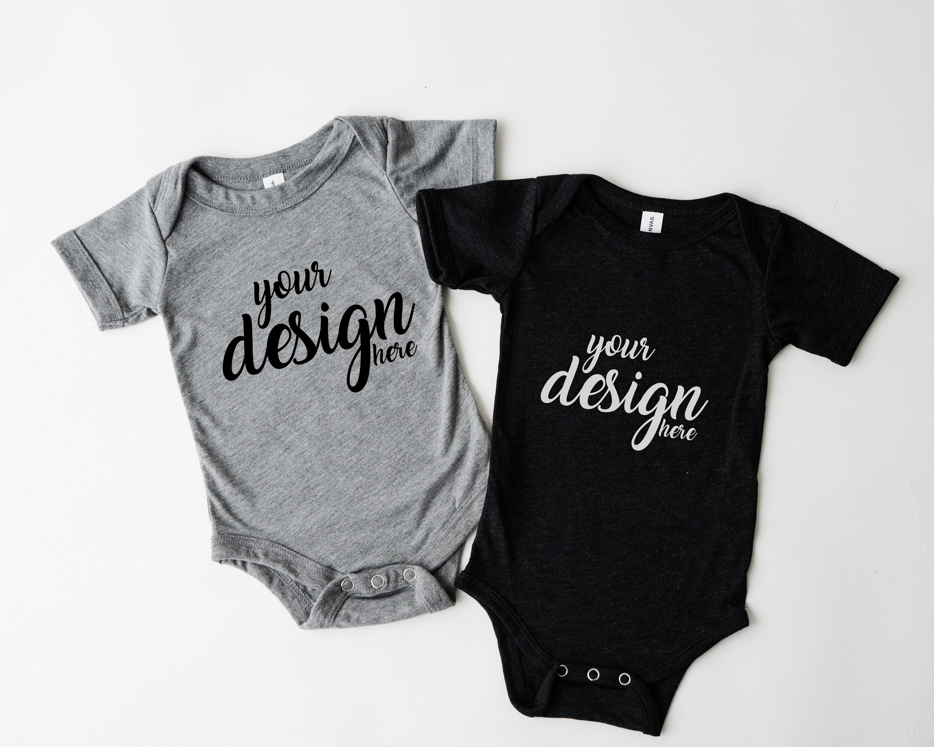 Black Bella Canvas Baby Onesie Mockups Grey Vest Mock-up Baby Bodysuit Mockup Brother Sister Twin Babygrow Mockup 100B JPG Digital Download