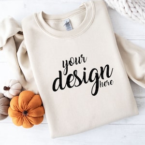 Sand Sweater Mockup Gildan 18000 Mockup Autumn Sweatshirt Mockup Halloween Fall SVG Mockup JPG Digital Download