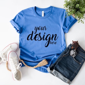 Columbia Blue Bella Canvas Shirt Mockup 3001 Tshirt Mock Up Stock Photo Tee Mockup SVG Mockup Sublimation JPG Digital Download
