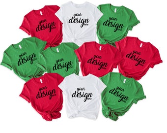 Christmas Bridal Party White Bella Canvas Shirt Mockup Hen Party Family Group Red Tshirt Mock Up Reindeer Tee Mockup SVG JPG Download