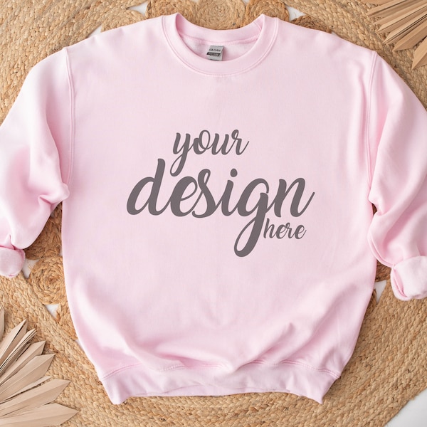 Boho Pink Sweater Mockup Gildan 18000 Mockup Valentine's Day Sweatshirt Mockup Gildan Jumper Stock Photo JPG Digital Download