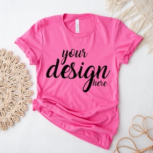 Charity Pink Bella Canvas-skjorta Mockup 3001 T-shirt Mockup Stockfoto T-shirt Mockup SVG Mockup Sublimering JPG Digital Nedladdning