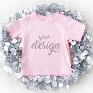 Christmas Kids Tshirt Mockup Pink Shirt Mock-up Black T-shirt Mock Up New Year Toddler Tee Boys Girls Top JPG Download