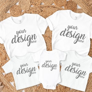White Shirt Mockup Family Tshirt Mock Up Styled Baby Vest Babygrow Tee Mockup Boho SVG Mockup Mama and me Mommy DaddyJPG Digital Download